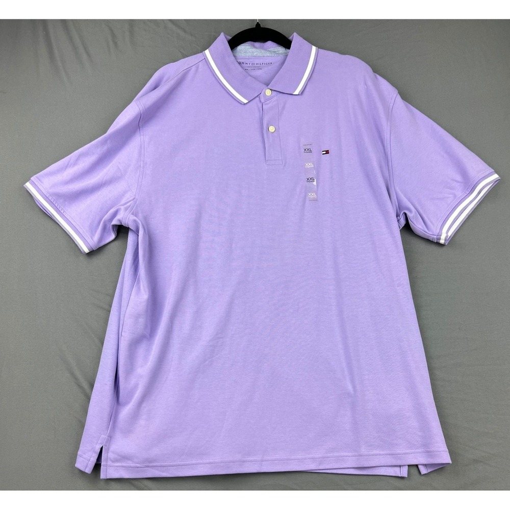 Tommy Hilfiger Polo Shirt Mens XXL Purple NWT Short Sleeve Tipped Collar Logo